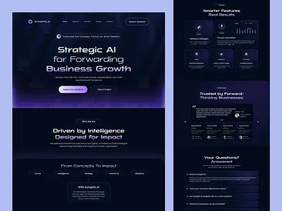 AI Landing Page - Business ai ai branding ai business ai features ai landing page ai saas landing page app design artificial intelligence dark website design figma figma design modern website prozyner rifat ony template for ai ui ux web design website design