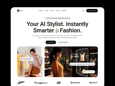 Fashion AI tool — Ciro.AI 👗 ai artificialintelligence branding designinspiration dribbble fashiontech herosection landingpage landingpagedesign stylewithai typography uidesign uiux uxdesign webdesign