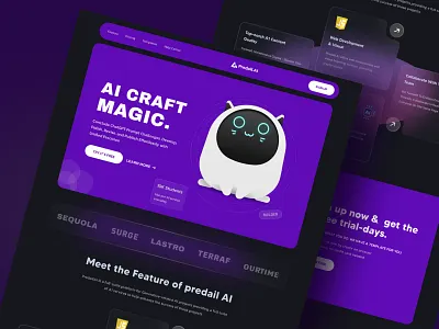 AI Landing Page ai desiagn artificial intelligence assistant b2b clean crypto dark dark theme landing page minimal modern product design saas saas landing page simple startup ui design web design website website design