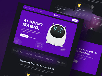AI Landing Page ai desiagn artificial intelligence assistant b2b clean crypto dark dark theme landing page minimal modern product design saas saas landing page simple startup ui design web design website website design
