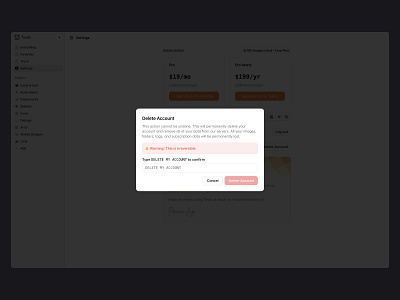 Deletion Warning ⚠️ alert design dialog minimal modal popup saas ui warning web design