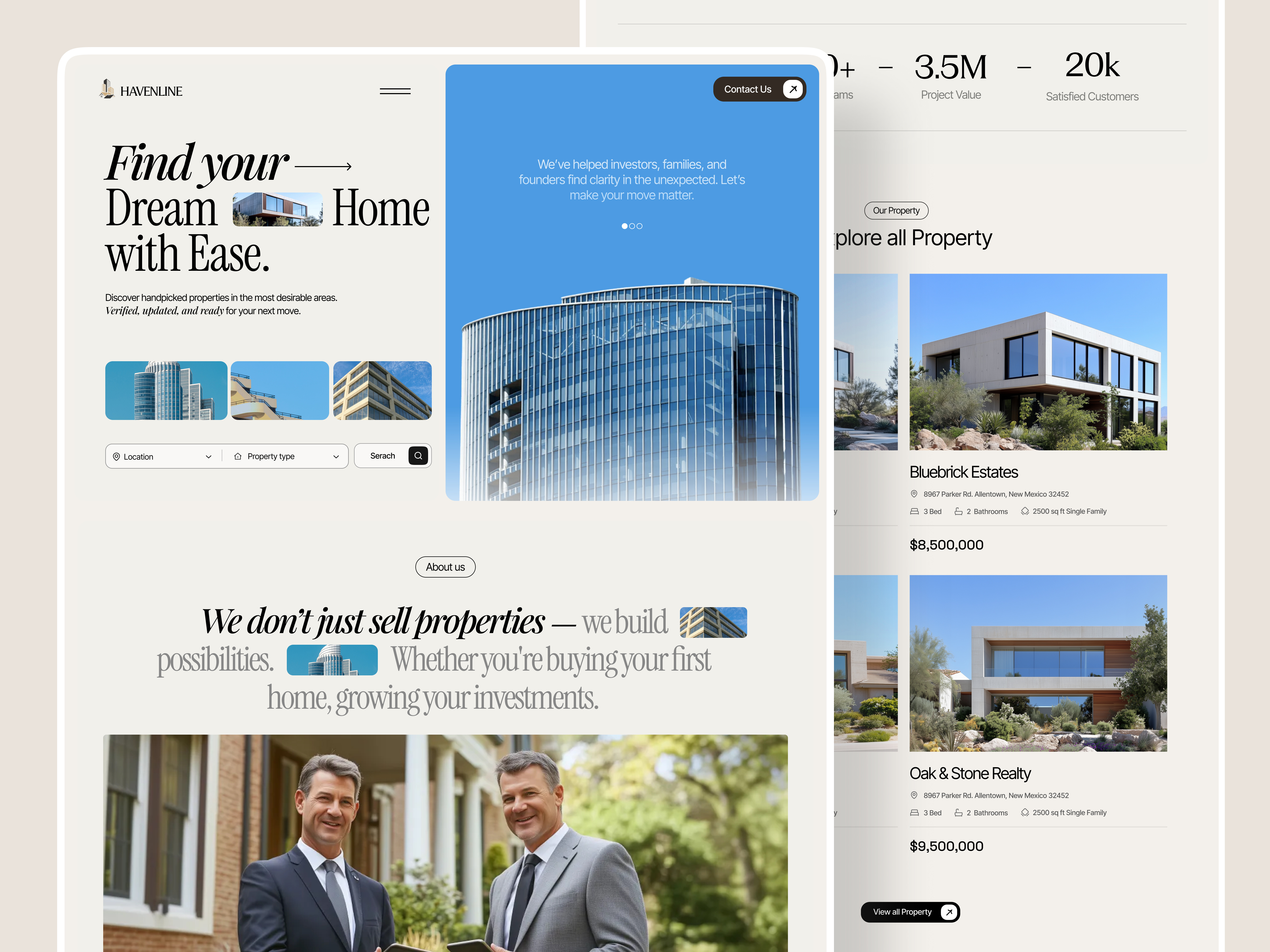 Example of Real Estate Website/Landing Page Design