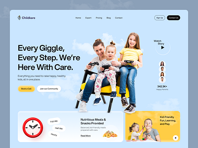 Child Care Website child care child care website clean ui home page kids care landing page modern ui parenting parenting website ui uiux ux web ui website website design