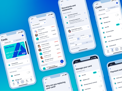 Card management - Aller Bank mobile app bank app banking app card figma finance fintech mobile app mobile design money protopie ui uidesign uiux