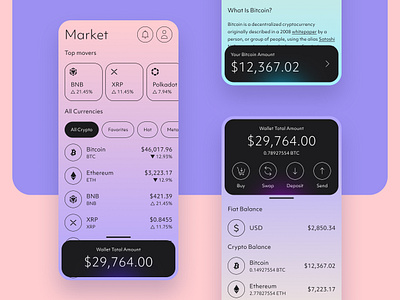 Custodial Crypto Wallet accessibility bitcoin buy and trade case study challenge coin colors credit card crypto wallet custodial fintech application gradient interface mobile navigation concept one page purchase swap ui ux