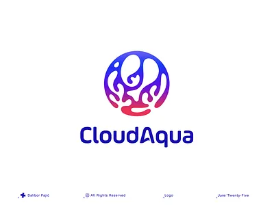 CloudAqua logo | Transforming Aquascaping in the UK abstract aquarium branding circle clean coral dynamic explore fish fluid graphic design home illustration logo movement ocean reef sea sphere water