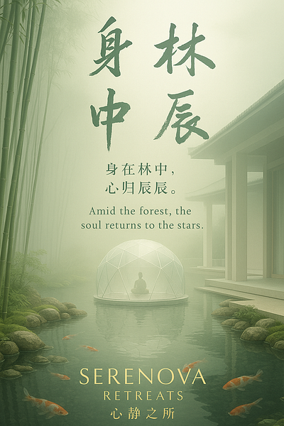 Wellness Tourism Serenova Retreats Business Poster in Chinese business poster chinese graphic design poster