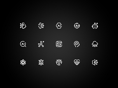 A sleek set of AI-themed broken-style icons by Iconstica ai broken icons icon icon library icon pack icon set iconography