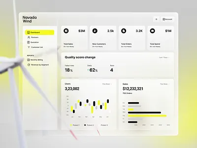 Navada Wind - Conceptual Dashboard Design branding clean dashboard data design ecommerce energy free freebie graphic design minimal power real estate saas ui web website wind windmill windpower