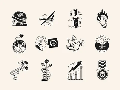 Global Conflict Illustrations atomic bomb crisis design drawink drone flat getillustrations global conflict gun icon icons illustration outline peace soldier vector vector illustration war weapon