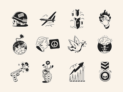 Global Conflict Illustrations atomic bomb crisis design drawink drone flat getillustrations global conflict gun icon icons illustration outline peace soldier vector vector illustration war weapon