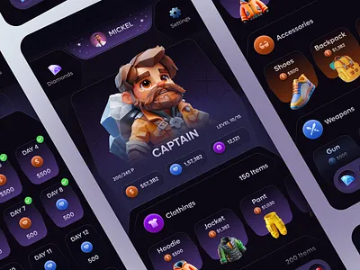 Game app UI app dark mode game game app game dashboard game design game ui games gaming interface mobile mobile interface mobile ui store tap game telegram app ui ux video game