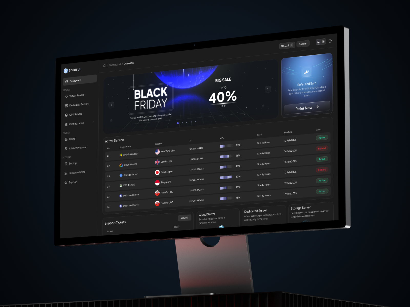 Server hosting control panel - UI UX Design admin dashboard admin panel cloud servers cyber security cybersecurity dashboard design internet management saas security servers dashboard servers hosting ui uiux web design website design