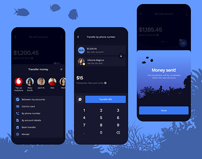 Transfer by phone number — Oceania Banking accounting app b2c bank banking app banking application expenses finance financial app fintech graphs income money transfer product design prototype transfer ui user experience ux