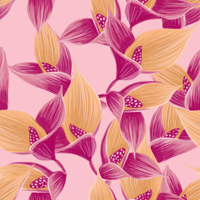 Delicate Flowers on Pink. Seamless pattern fabric fashion floral flower packaging pattern seamless textile tropical