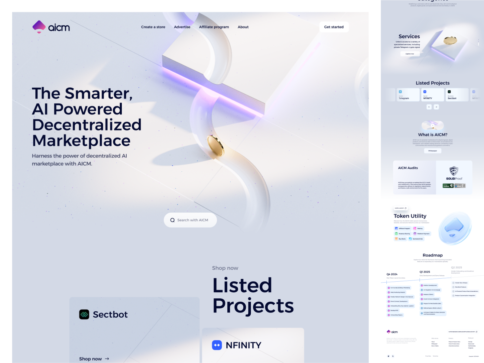 E commerce AICM 3D landing page hero section 3d 3d art ai agents e commerce ecommerce finance fintech hero hero image hero section icons landing landing page landingpage web web design webdesign website