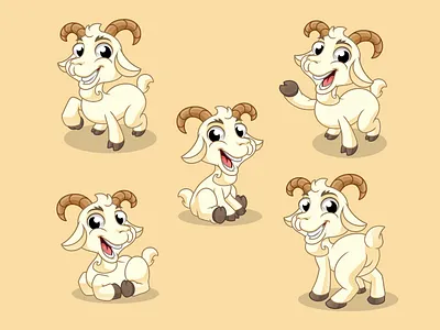 Cartoon Goat Vector Illustration - Mascot Design cheerful