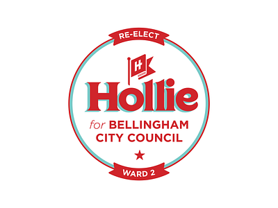 Re-Elect Hollie Logo badge branding button campaign circle circular city council civic election flag government graphic design logo logo design politics rebrand