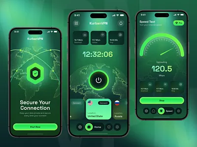 Kurban VPN Mobile App app arobix browser crypto cyber dark internet ip onboarding privacy product proxy security server speed ui ux vpn wallet web