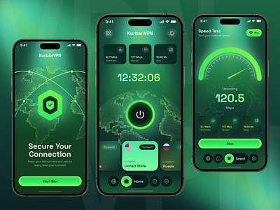 Kurban VPN Mobile App app arobix browser crypto cyber dark internet ip onboarding privacy product proxy security server speed ui ux vpn wallet web