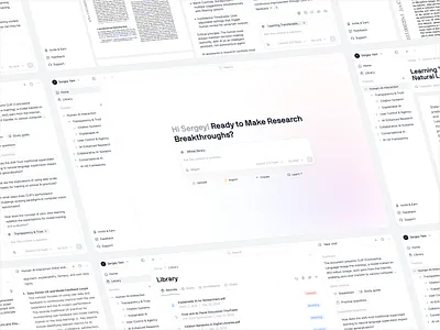 AI Research Platform abstract academic ai assistant b2b clean collaborative conversational ai copilot design system knowledge minimal paper productivity research saas science workflow