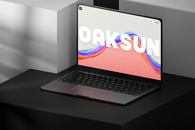 OAKSUN Studio Website Hero 3d animation branding creative studio digital agency experimental fluid design hero section interface landing page minimal modern motion design organic shapes portfolio typography ui design visual design web design website