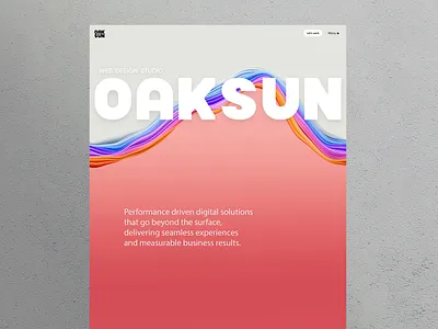 OAKSUN Studio Landing Page 3d abstract animation blackandwhite branding clean creative digital graphic design interface landingpage minimal modern motion graphics portfolio studio typography uidesign waves webdesign