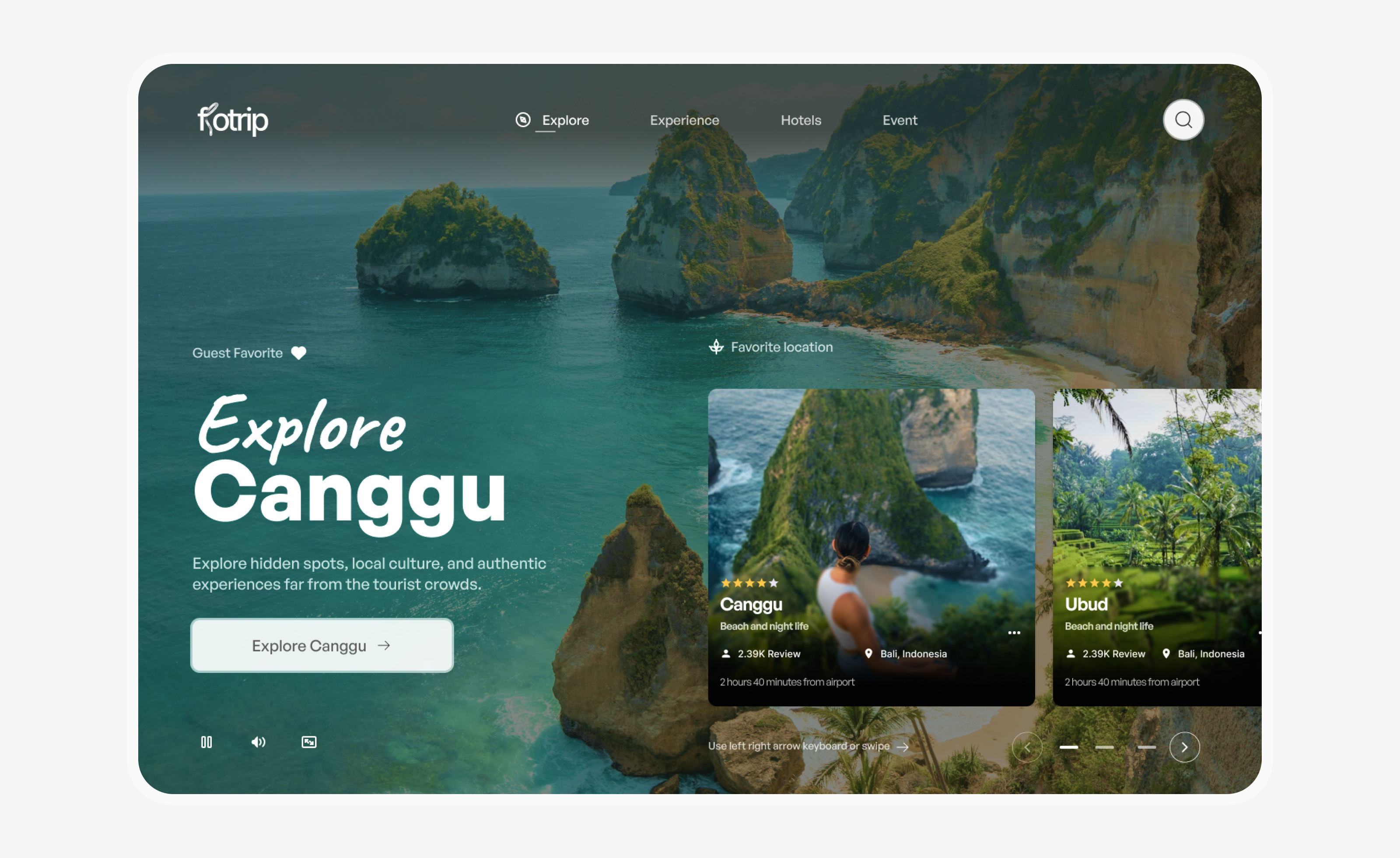🏝️ Flotrip — Explore Bali app travel website ui ux website design
