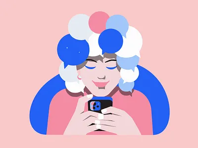 Chatting 2d after effects animation bubble character animation character design chat chatting communication facial expressions girl with phone motion design motion graphics online chat online conversation person with smartphone sending messages texting woman