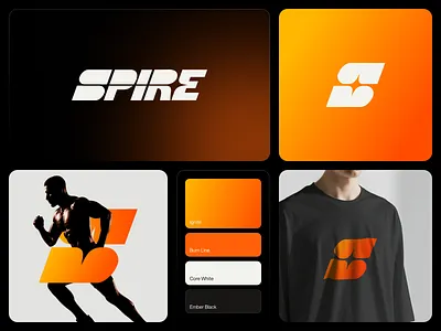 Spire Fitness Branding bold brand identity branding clean custom type design dynamic fitness gradient gym icon logo logo system logomark modern sports typography visual identity wellness wordmark