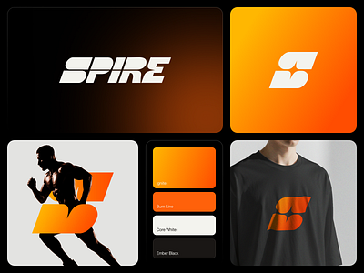 Spire Fitness Branding bold brand identity branding clean custom type design dynamic fitness gradient gym icon logo logo system logomark modern sports typography visual identity wellness wordmark
