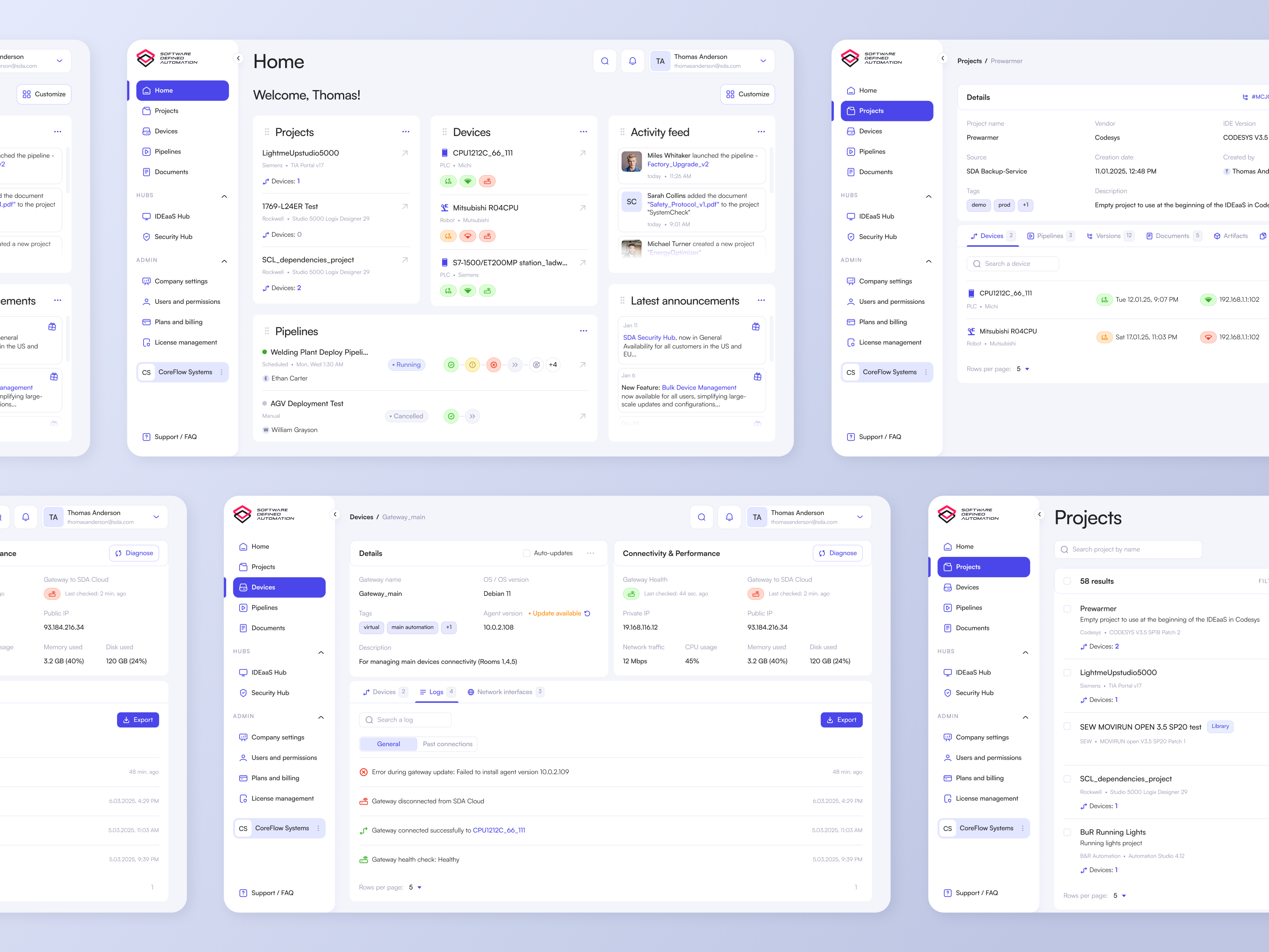 Example of Software Management Web App Design 