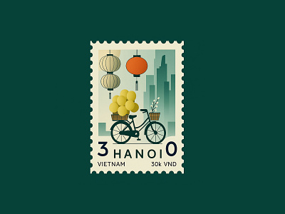 Hanoi Postage Stamp – Nostalgia on Two Wheels app bander branding creative digital agency graphic design illustration motion graphics poster ui