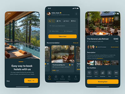 Hotel Booking App adrian app booking app design app designer gancarek graphic design hotel mobile app travel ui ux wroclaw wrocław