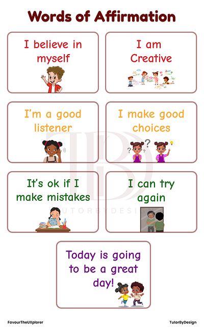 Words of Affirmation for Kids design illustration typography ui