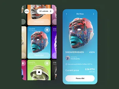 NFT App UI 3d animation appfor nft art blockchain crypto cryptocurrency design home screen illustration ios logo minimal app mobile ui modern app new app nfts ui unfold ux