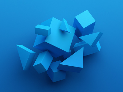 Geometric composition 3d abstract art background blender block blue clean color composition cube design geometric illustration minimaist render shape simple visual
