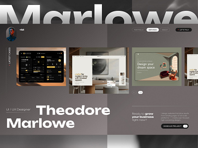 Marlowe – Dark Mode Portfolio Hero Concept figma hero screen home page personal personal brand personal site portfolio ui ux webdesign