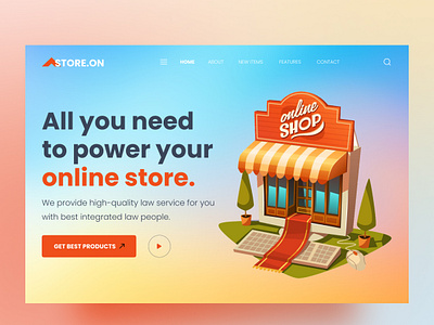 Clean & Modern Online Store UI Header 3d elements colorful ui e commerce ecommercedesign hero section interactive design landing page minimal ui minimalistdesign modernlayout onlinestore responsive design retail website retailtech ui uiux user interface ux design visual storytelling webdesign