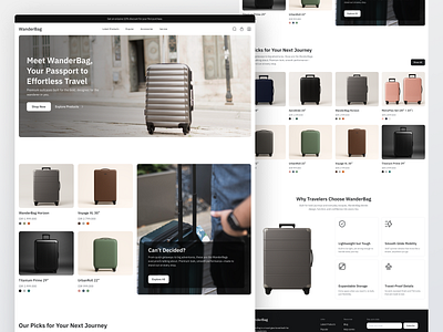 Wanderbag - Suitecase E-commerce Landing Page bag clean design company profile design desktop ecommerce ecommerce website lading page landingpageui luggage travel ui uidesign uiux ux uxdesign web design website website design
