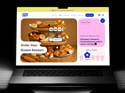Modern Bakery eCommerce Web Design - YumMit bakery bakery app design bakery website baking shop branding bread cake cake website ecommerce website figma graphic design illustration landing page pastry product design responsive website ui design web web design website design