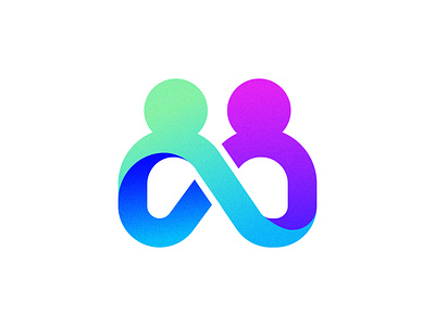 Infinite Collaboration Logo for for Human Connection advertising creative agency branding buy sell purchase distribution coloured vibrant gradients connect connection link corporate consultancy consult custom freelance designer ecommerce marketing path exchange collaboration team for sale unused buy group mutual community guidance advice agency studio icon colourful bold logo mark symbol premium strong symbol mar tech startup software company timeless letter m together affiliate network