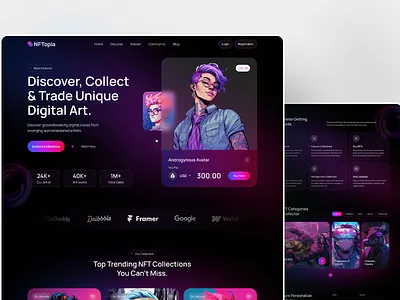 NFTs Art Website Design Concept! designer web graphic design landing page nfts art nfts website nftsdesign ui ui design uiux web design website website designer