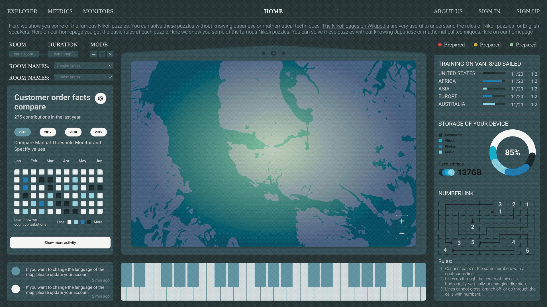 Navigation Map-Dashboard Concept bar chart charts dashboard design grid interactive keyboard map navigating new system ui ui ux design user interface ux visualisation website