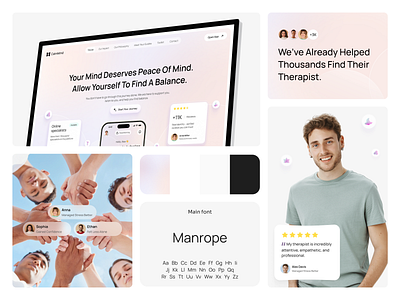 CalmMind – Mental Health Support Platform clean interface design digital therapy health support landing page light theme mental health online therapy therapy app ui ui platform ux web wellness app