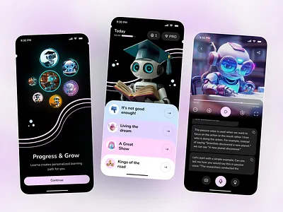 AI Learning Mobile App aiineducation ailearningapp app app design edtechdesign elearningui ios learning learningapp mobile mobile app mobile ui smarteducation ui ui design uiux