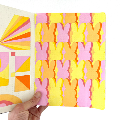 🐣 Make it a PEEP show 🐣 candy easter hand rendering illustration moleskin palette pastel pattern peeps posca repeated pattern sketchbook