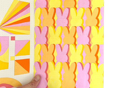 🐣 Make it a PEEP show 🐣 candy easter hand rendering illustration moleskin palette pastel pattern peeps posca repeated pattern sketchbook