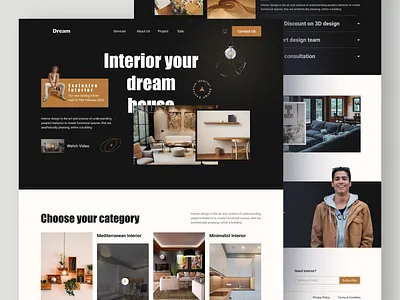 Dream- Interior design landing page design architecture branding design designdetail designtrends falconthought homepage interior interior design interiorstyling landing page minimalism nteriordesigninspiration shop store studio ui ux website