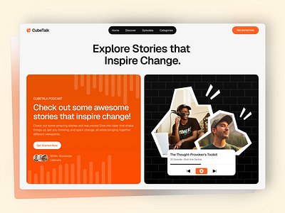 Podcast Hero Section branding concept dailyui design graphic design hero illustration landingpage podcast ui web design